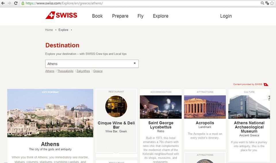 Destination recommanded by Swiss Air
