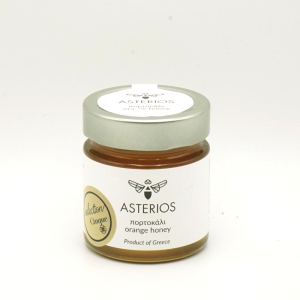 A jar of Raw Unfiltered Monovarietal Greek Orange Blossom Honey from Cinque Selections.