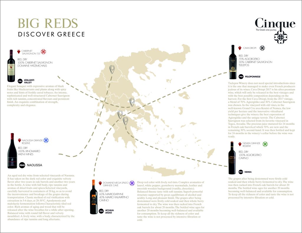 Cinque Wine Tasting Map Big Reds x5