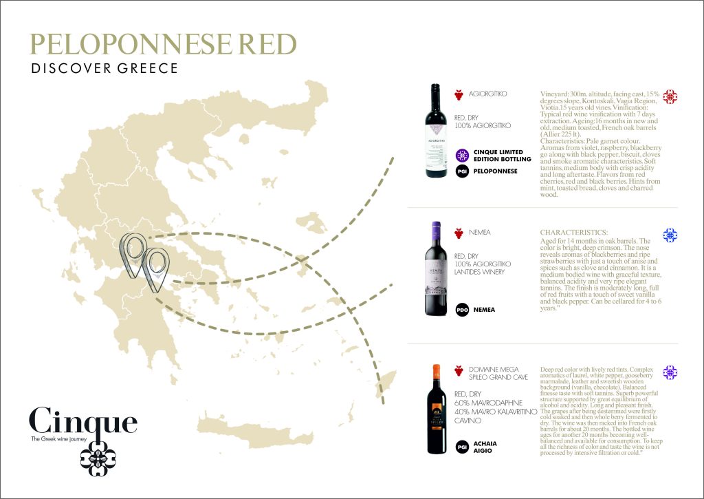 Cinque Wine Tasting Map Peloponnese Red x3