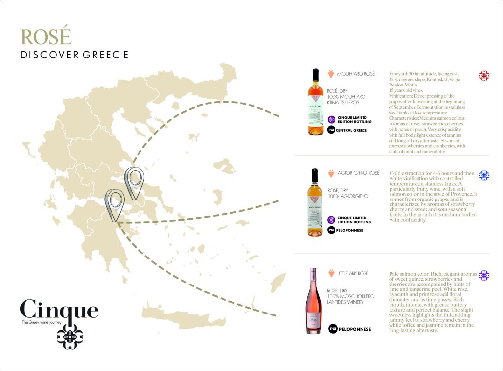 Cinque Wine Tasting Map Rose x3