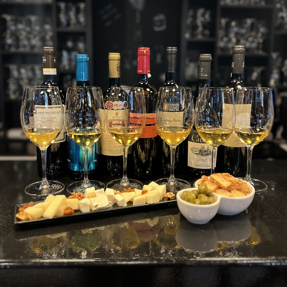 Photo showcasing the Cinque Wine & Deli Emblematic Greek Wine Tasting Experience available at Cinque Monastiraki Athens